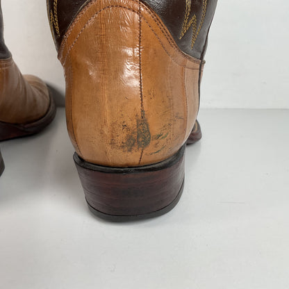 Vintage Eel Skin Cowboy Boots | Exotic | Butterscotch | Narrow | Men’s 11.5 B