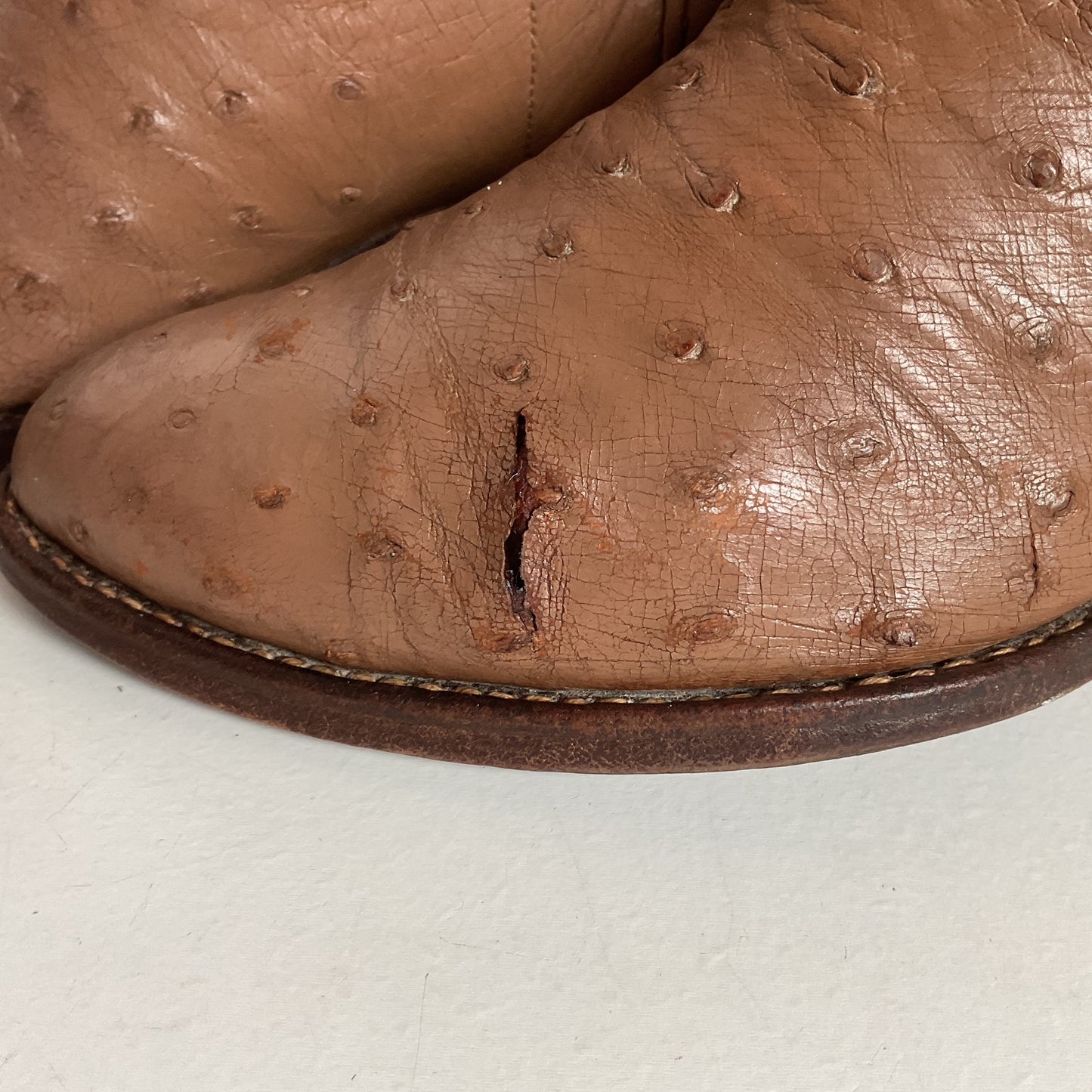 Vintage M.L. Leddy Full Ostrich Quill Cowboy Boots Custom Thrashed