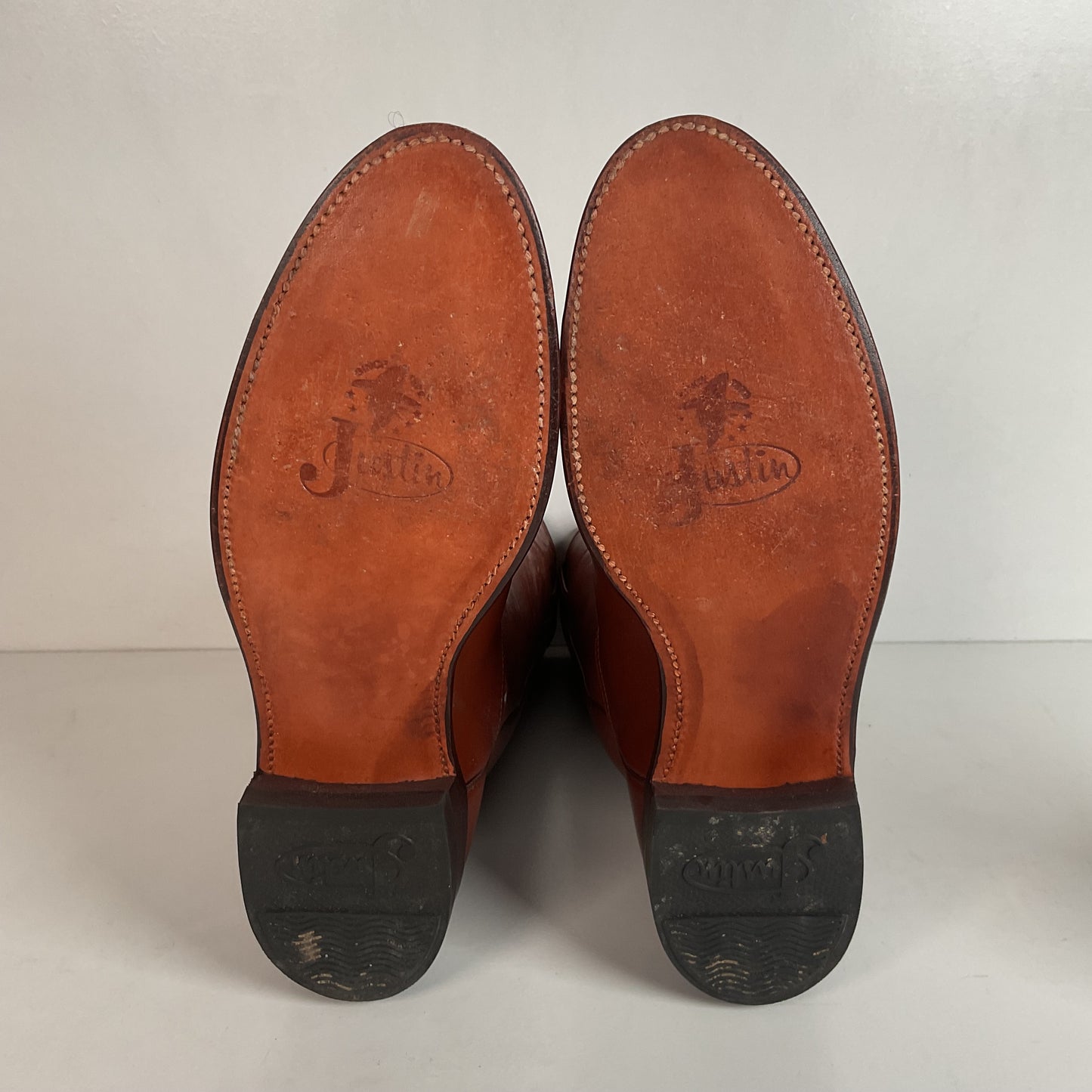 Vintage 1970s Justin Brown Cowgirl Roper Boots 8.5 B USA Made Calfskin