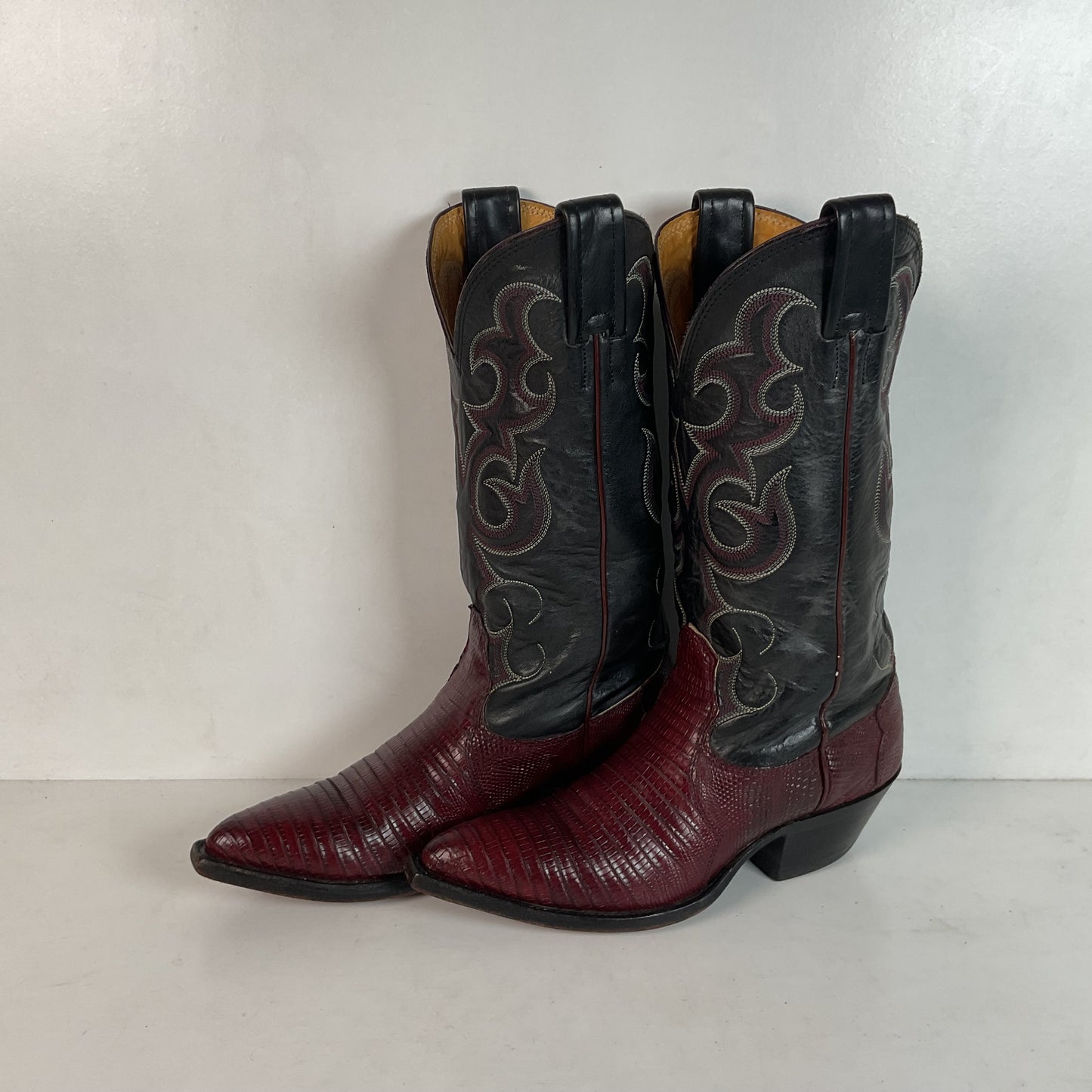 Vintage Nocona Plum Leather Cowgirl Boots 4 B Lizard Vamp