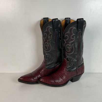 Vintage Nocona Plum Leather Cowgirl Boots 4 B Lizard Vamp