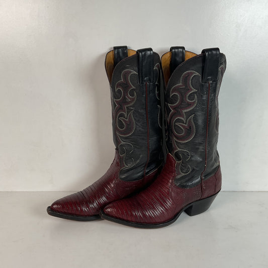 Vintage Nocona Plum Leather Cowgirl Boots 4 B Lizard Vamp