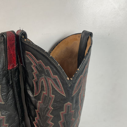 Vintage Dan Post Red Lizard Teju Cowboy Boots Men’s 8 Natural Cut USA Made