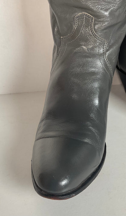 Vintage Justin Tall Grey Cowgirl Boots 7 B USA Made