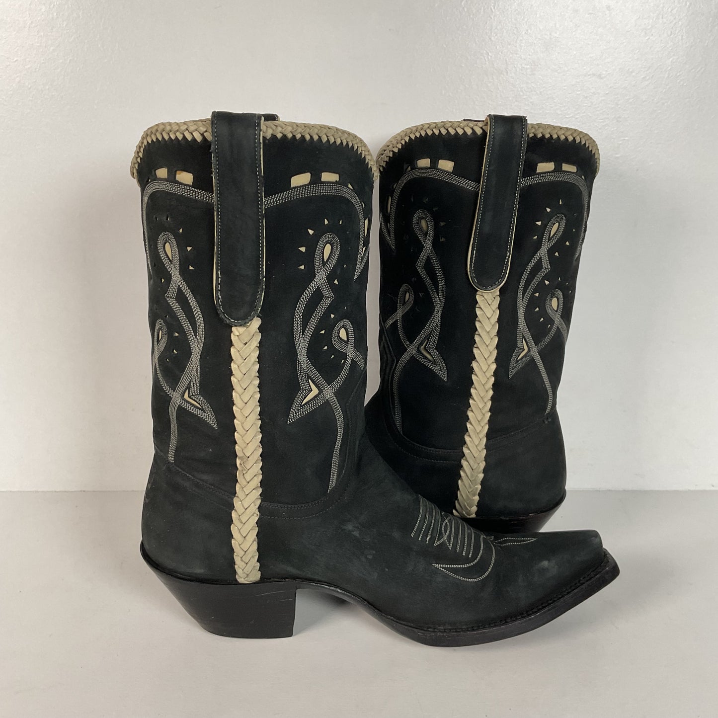 Liberty Handmade Cowgirl Boots | Nubuck Suede | Braided | Women’s 8 B