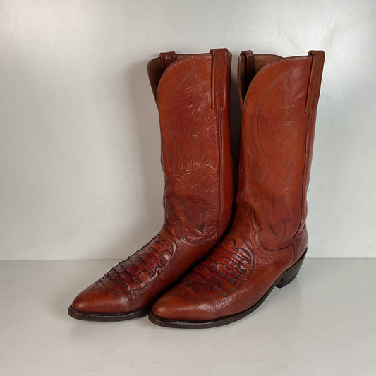Lucchese 1883 Caiman Crocodile Inlay Cowboy Boots 9 D Exotic