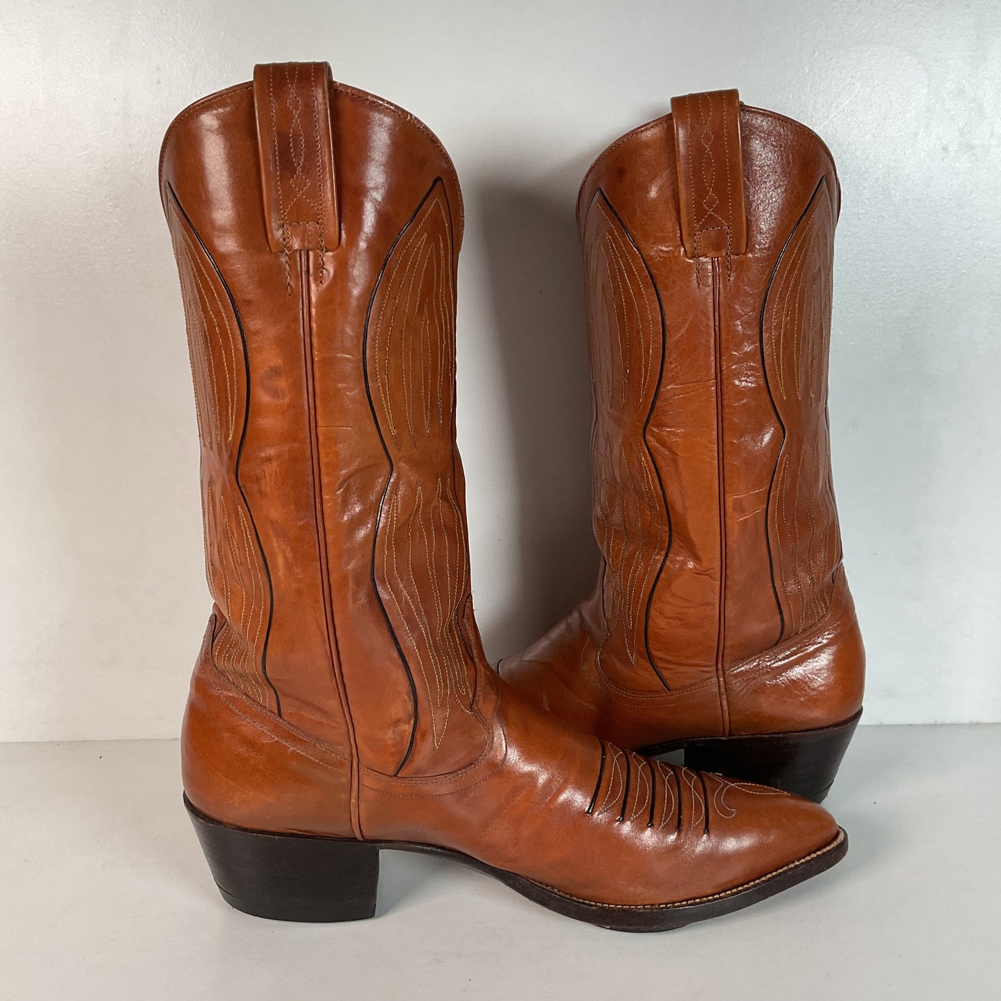 Vintage Dan Post Line Dancing Cowboy Boots 12 B Made in Spain