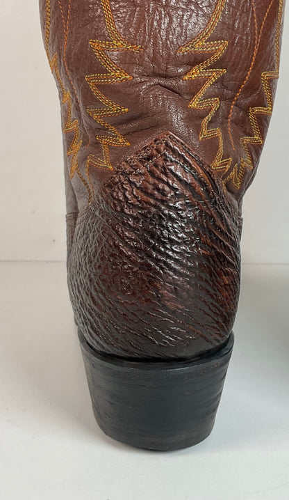 Vintage Brown Shark Skin Cowboy Boots 10 D Exotic
