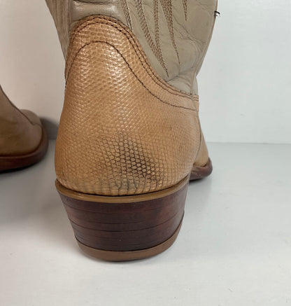 Vintage Dan Post Monitor Lizard Cowboy Boots | Golden Spur Collection | Blonde | 10 D
