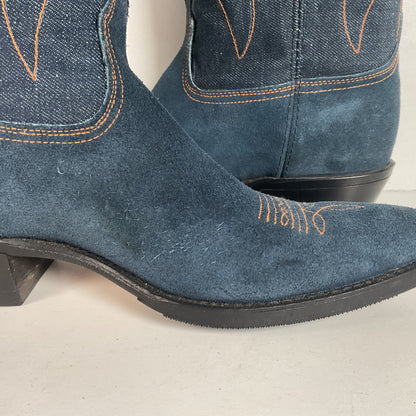 Vintage Blue Jean Denim Cowboy Boots | USA Made | 1970s | Men’s 11 D
