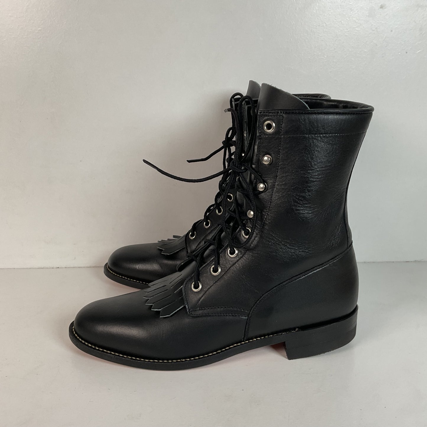 Justin Women’s Kiltie Packer Boots 8 B USA Made Lace Up