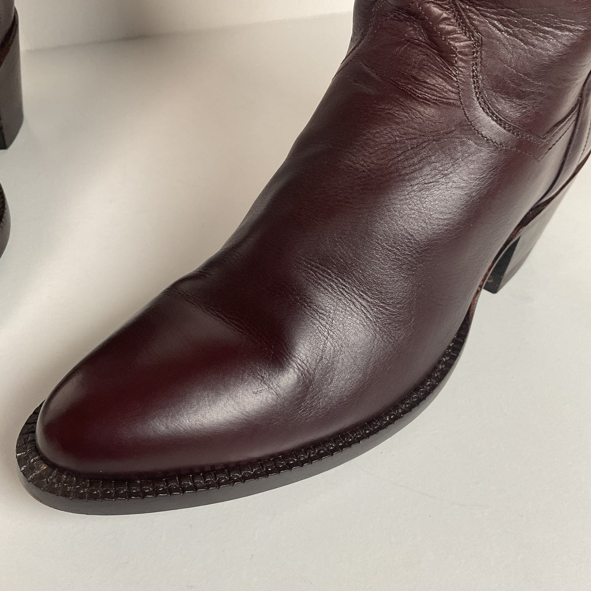 Vintage J. B. Hill Burgundy Calf Cowgirl Boots | Silver Concho Custom | 6.5 B