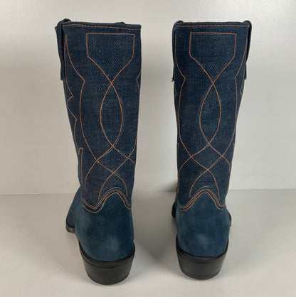 Vintage Blue Jean Denim Cowboy Boots | USA Made | 1970s | Men’s 11 D