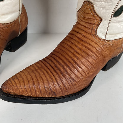 Vintage Cuadra Butterfly Cowgirl Boots | Teju Lizard | Tooled Inlays | Women’s 8