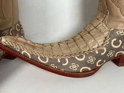 Los Altos Caiman Crocodile Boots | Exotic | Pointy Toe | Cream | Men’s 9 EE
