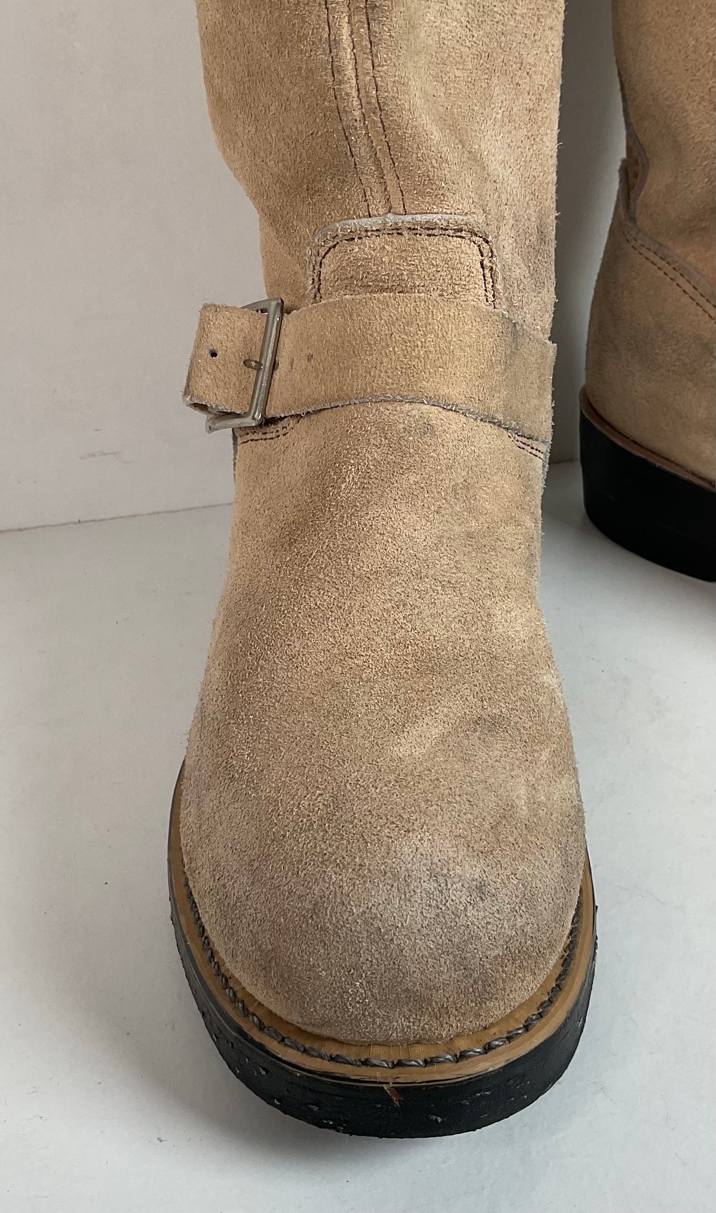 Vintage Georgia Tall Suede Harness Boots 9 M USA Made Soft Toe