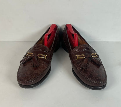 Recrafted Mezlan Crocodile Tassel Loafers 10 M Moc Toe