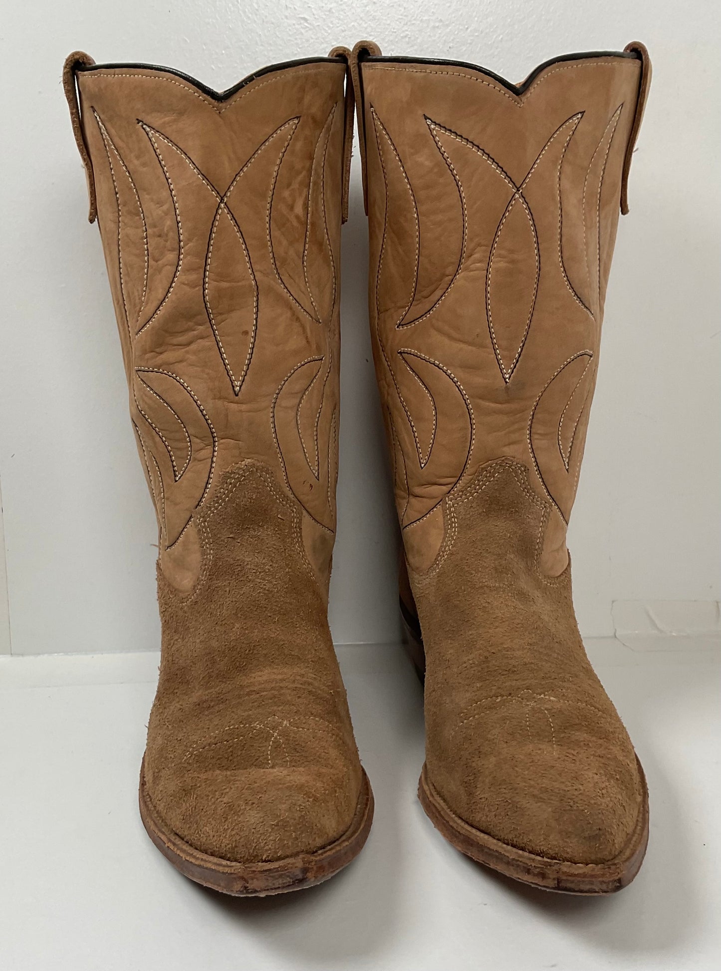 Vintage 1960s Rough Out Suede Cowboy Boots 10 D USA Made