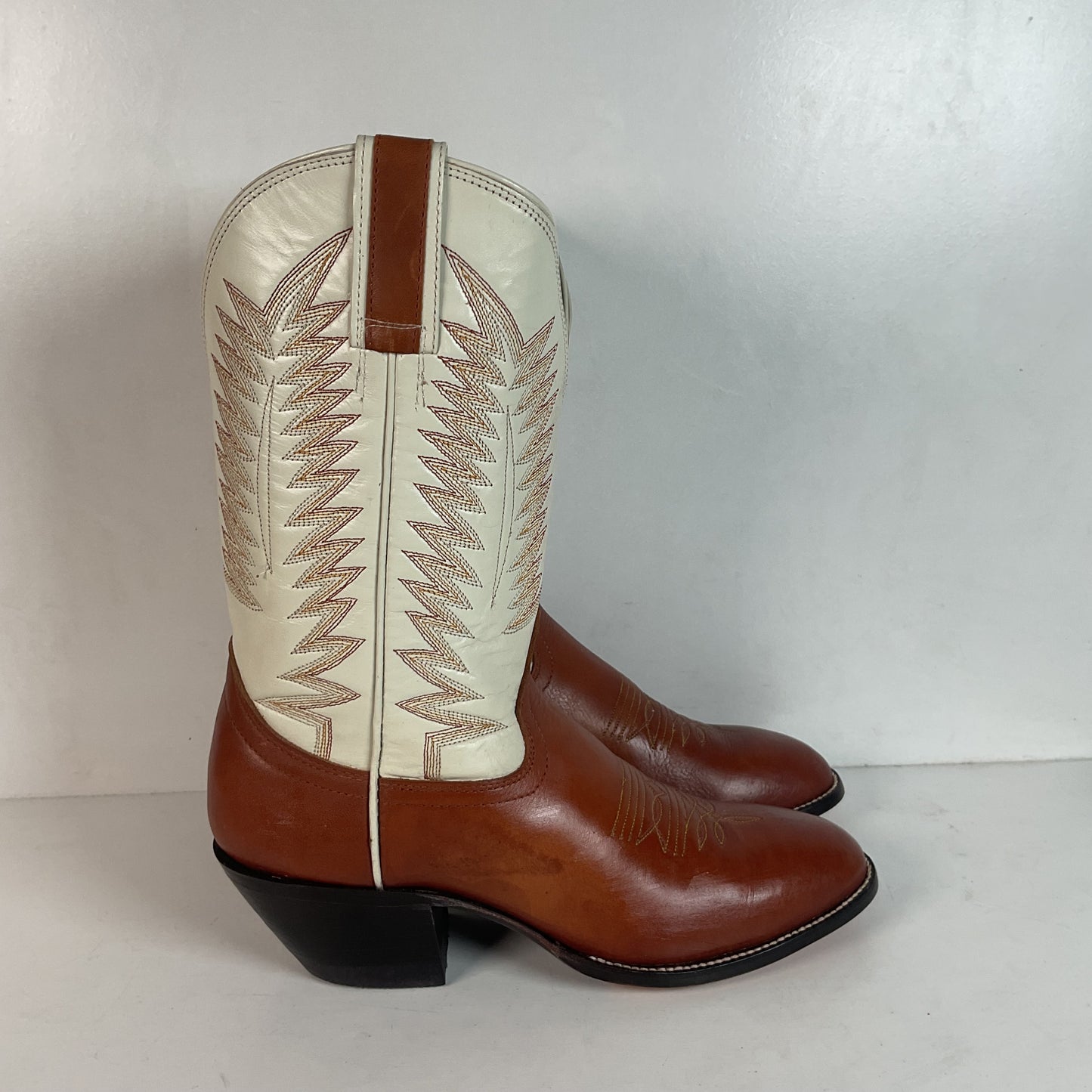 Hondo Calfskin Leather Cowgirl Boots 10 B White Upper