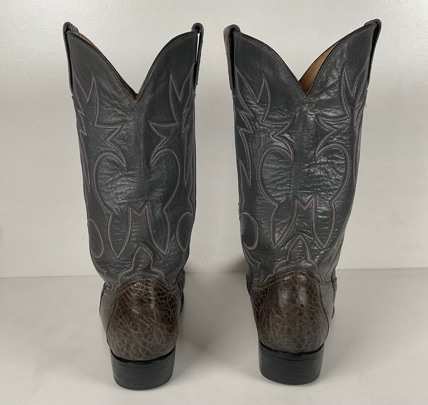 Vintage Exotic Cowboy Boots | Pre Ban | Grey | Wide | Men’s 10