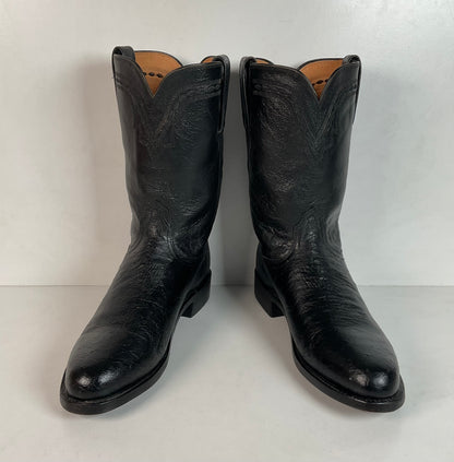 Lucchese 2000 Exotic Smooth Ostrich Roper Boots 9.5 D Made in Texas