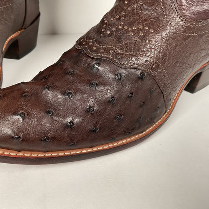 J. Chisholm Full Ostrich Quill Roper Boots | Exotic | USA Made | Men’s 10 D