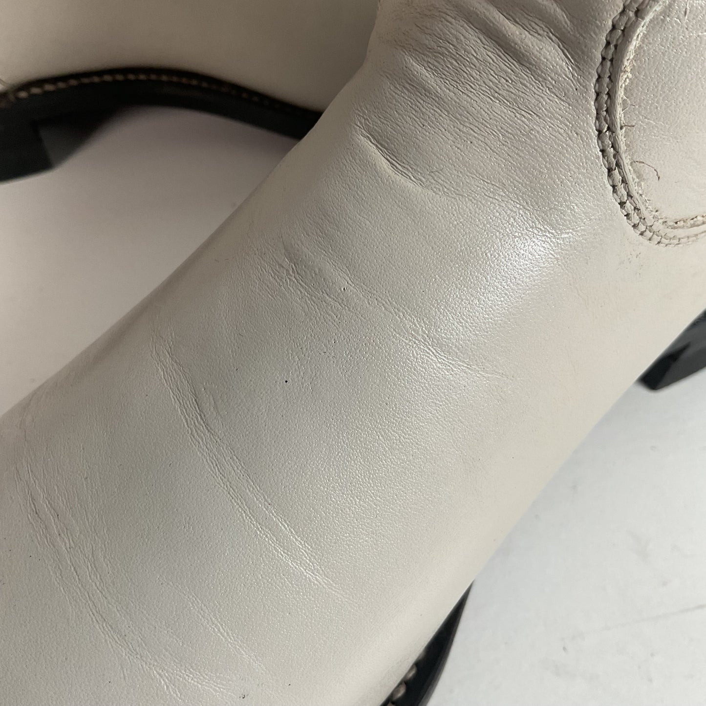 Justin Pearl White Roper Boots 8 C USA Made