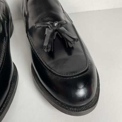 Vintage Florsheim Tassel Loafers | USA Made | Black Veal | High Shine | 10 EEE
