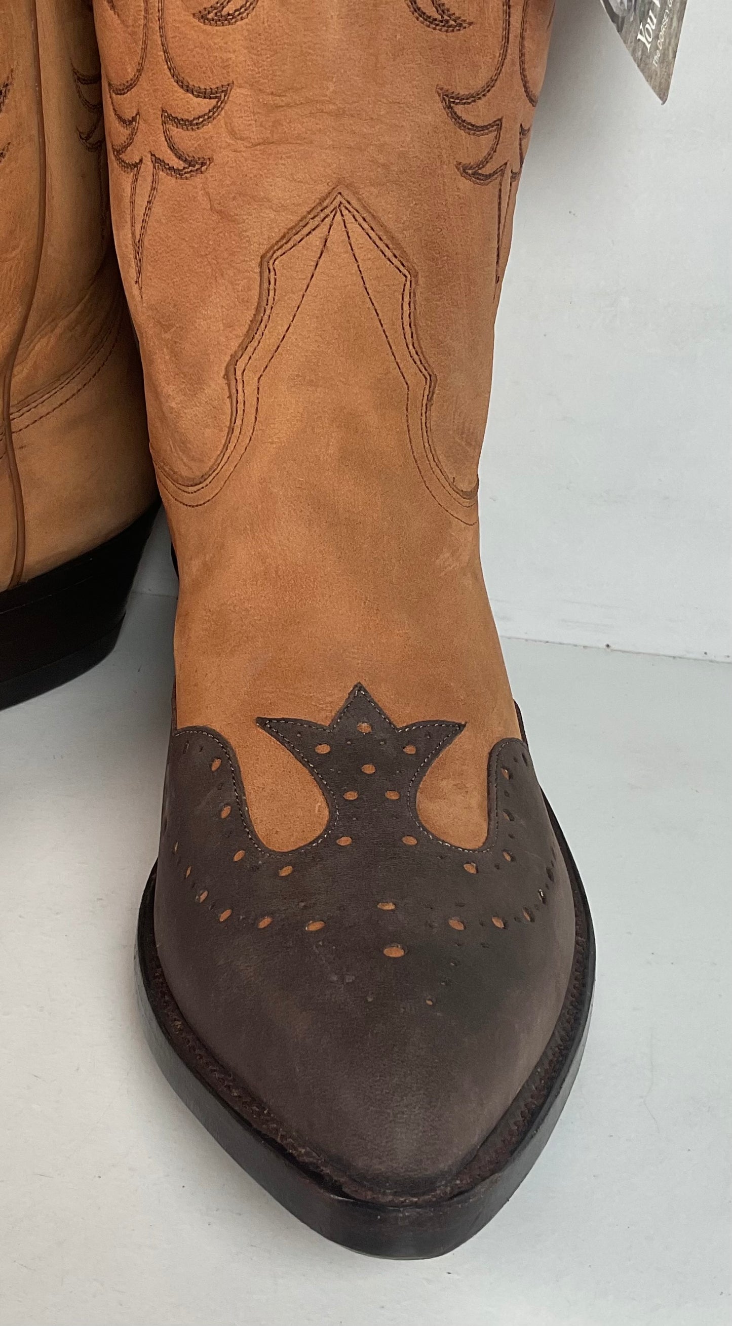 Nocona Wildebeest Wingtip Cowboy Boots Men’s 8.5 D USA Made Exotic Suede