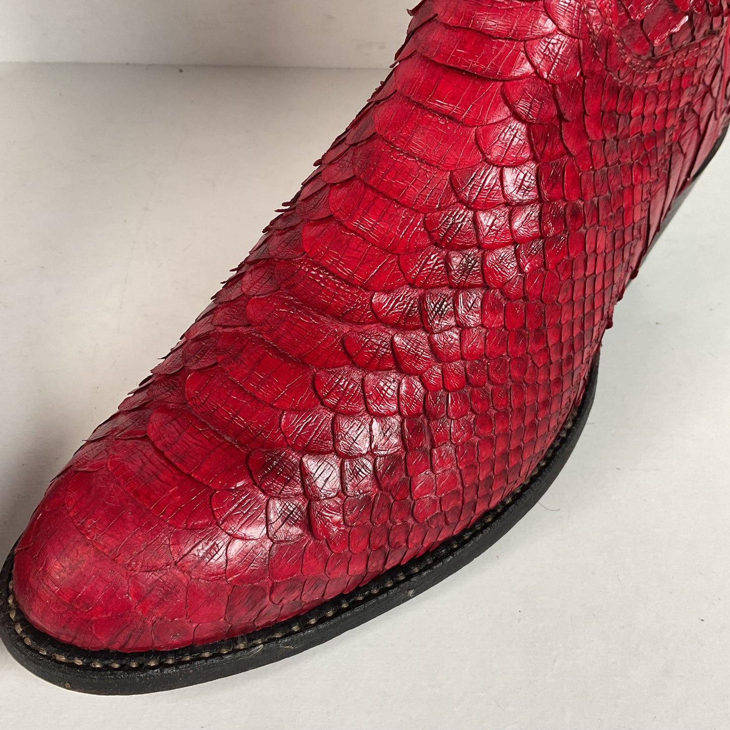 Tony Lama Full Python Cowboy Boots | Red Snakeskin | Men’s 9 | Women’s 10