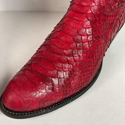 Tony Lama Full Python Cowboy Boots | Red Snakeskin | Men’s 9 | Women’s 10