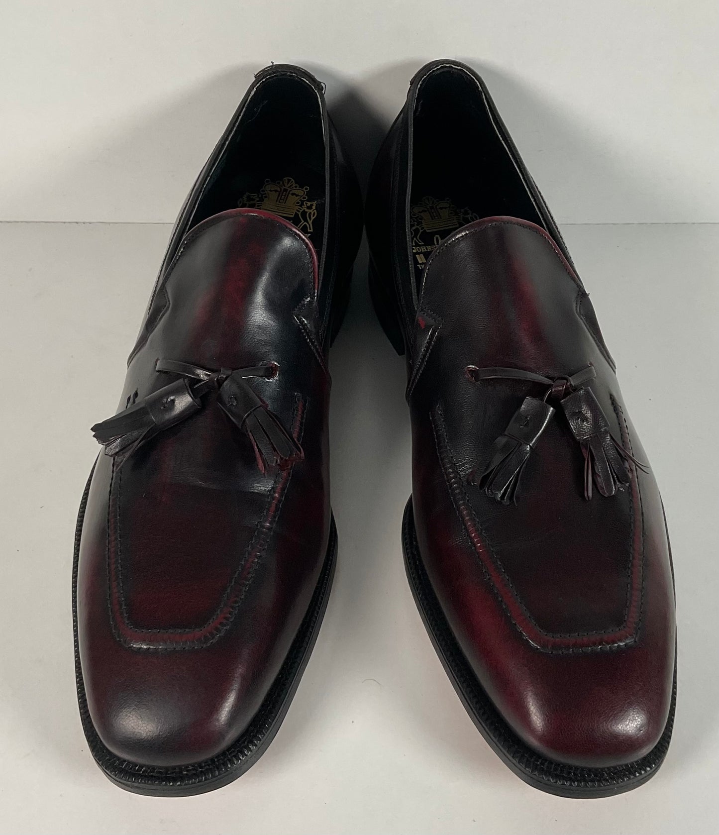 Vintage Johnston Murphy Aristocraft Oxblood Tassel Loafers 9.5 C USA Made