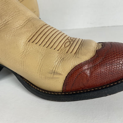 Vintage Tony Lama Urban Cowboy Boots | Lizard Wingtip | Gold Label | Men’s 9 B