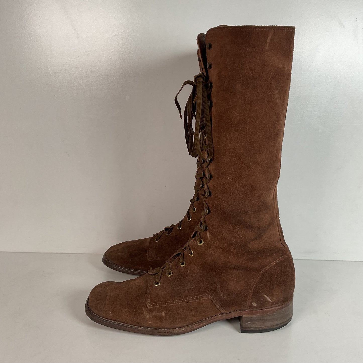 Vintage 1960s Men’s Suede Lace Up Snake Boots 12 D USA Made
