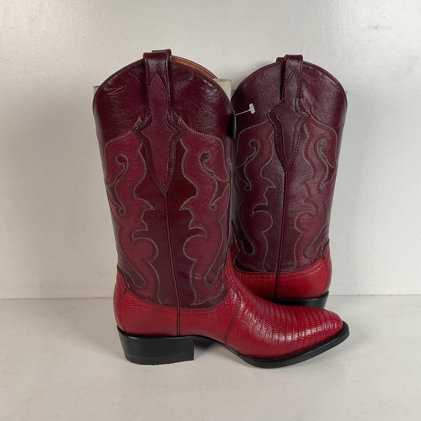 Lava Red Teju Lizard Cowboy Boots Men’s 6 Extra Wide | Women’s 7