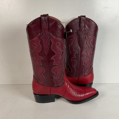 Lava Red Teju Lizard Cowboy Boots Men’s 6 Extra Wide | Women’s 7