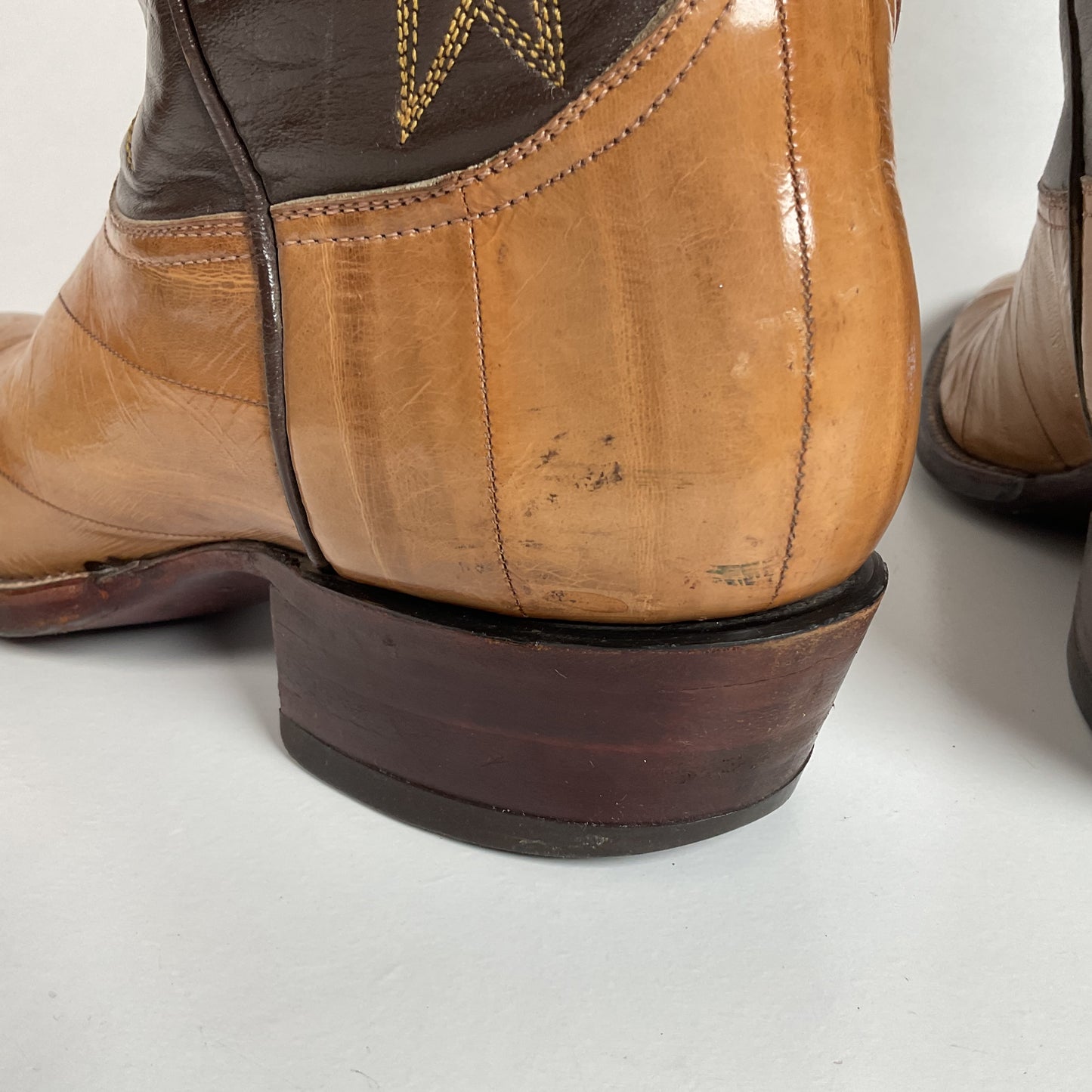 Vintage Eel Skin Cowboy Boots | Exotic | Butterscotch | Narrow | Men’s 11.5 B