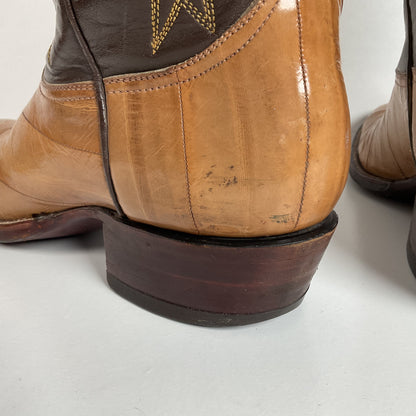 Vintage Eel Skin Cowboy Boots | Exotic | Butterscotch | Narrow | Men’s 11.5 B