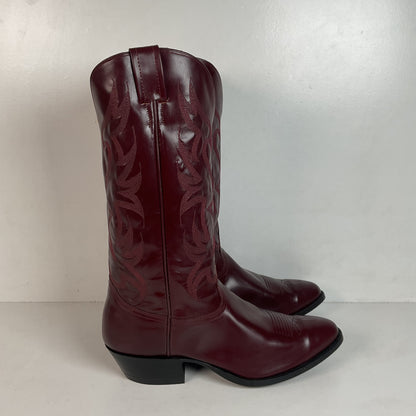 Vintage Nocona Legacy Cowboy Boots 9.5 E Burgundy Calf USA Made