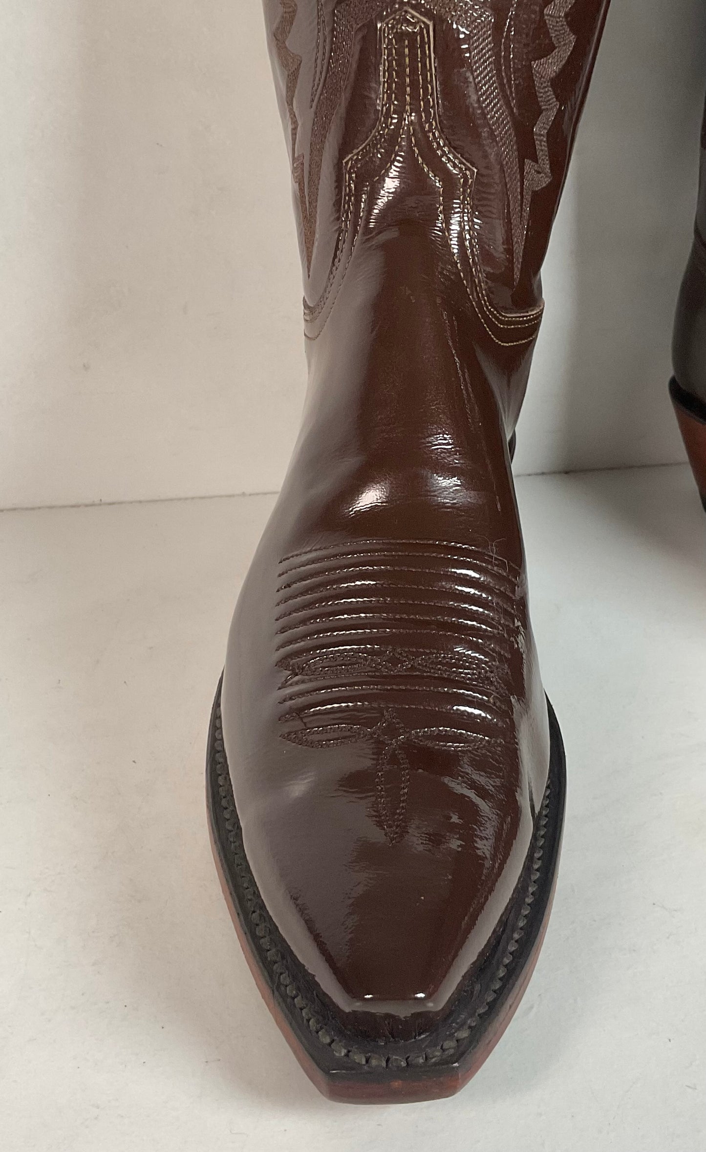 Lucchese Patent Leather Cowgirl Boots | Brown | Women’s 10