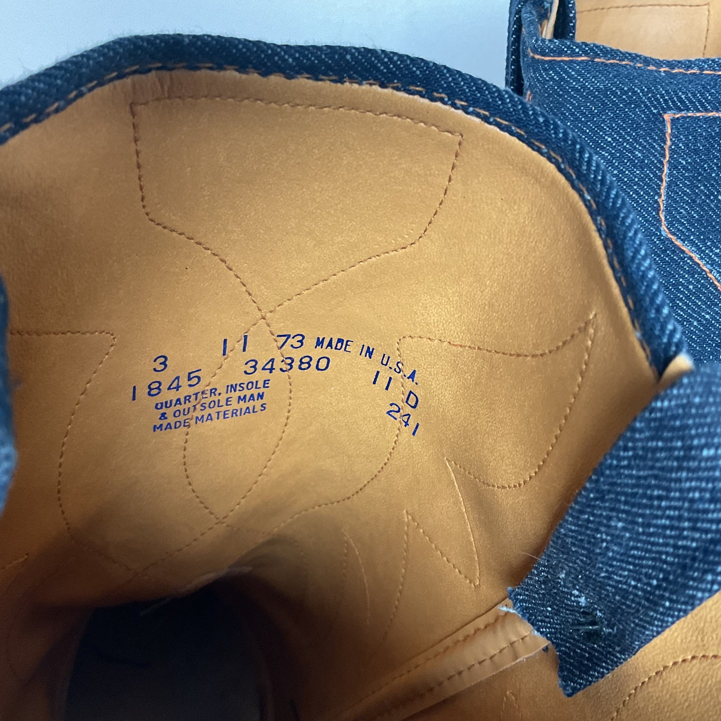 Vintage Blue Jean Denim Cowboy Boots | USA Made | 1970s | Men’s 11 D