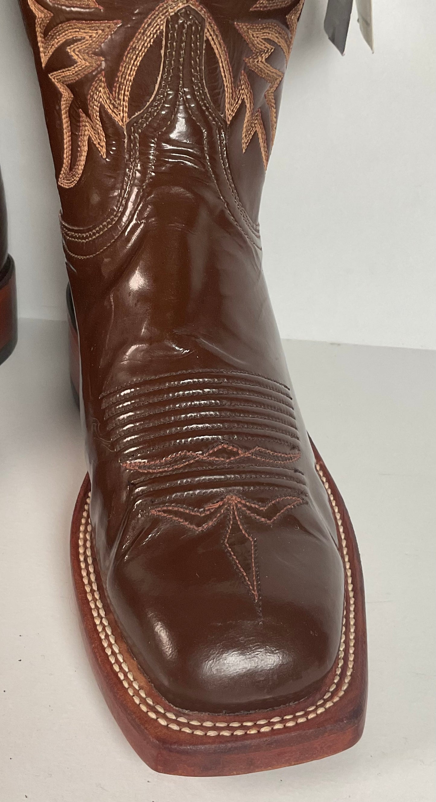 Lucchese 2000 Patent Leather Cowgirl Boots | Square Toe | Brown | USA Made | 6.5