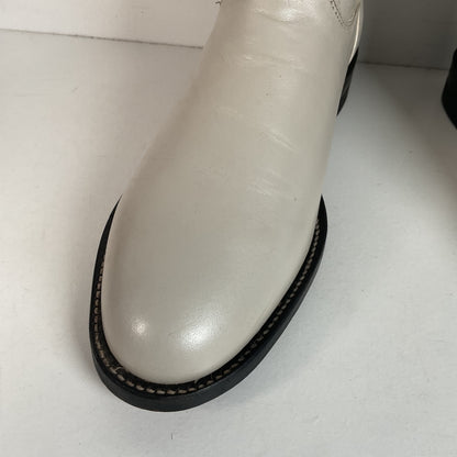 Justin Pearl White Roper Boots 8 C USA Made