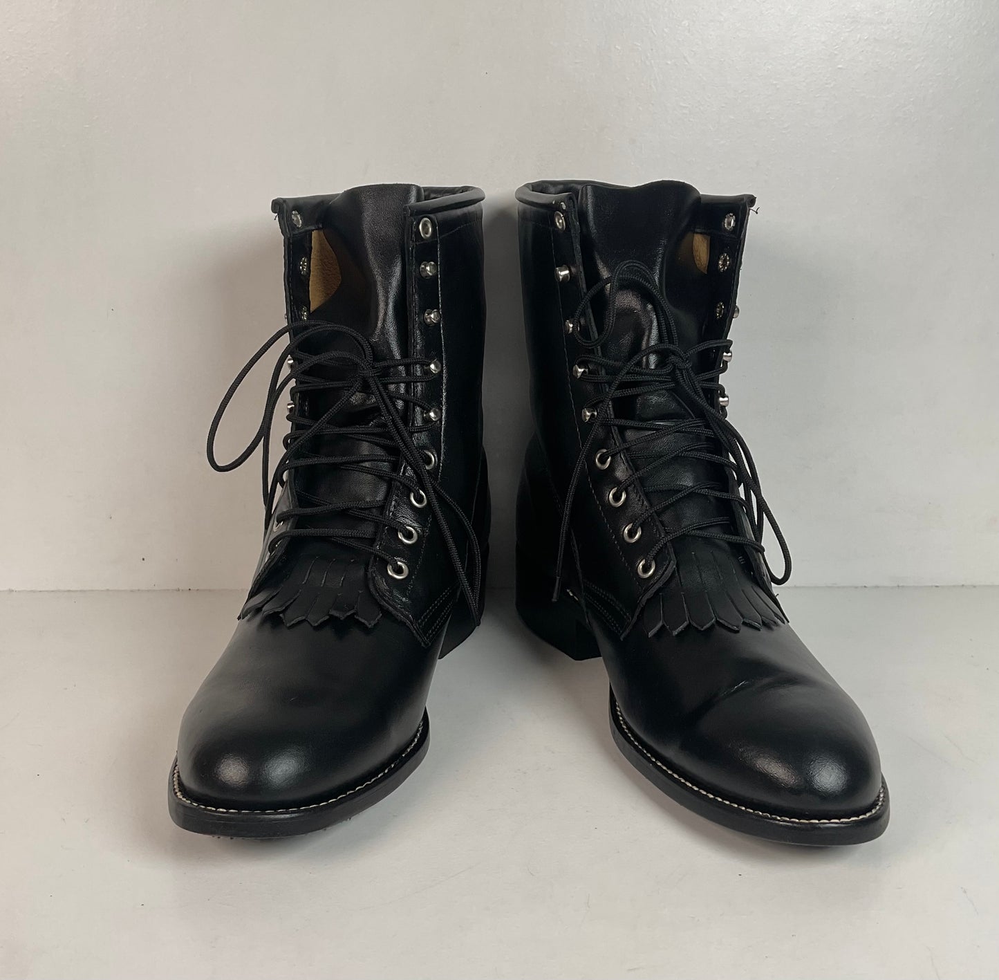 Vintage J. Chisholm Kiltie Packer Boots 9.5 EE USA Made Lace Up