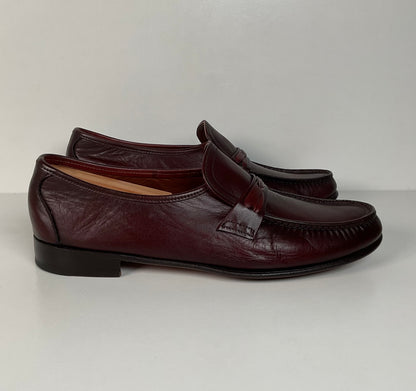 Vintage Wright Loafers | Hand Sewn Moccasins | Burgundy | Men’s 12 C