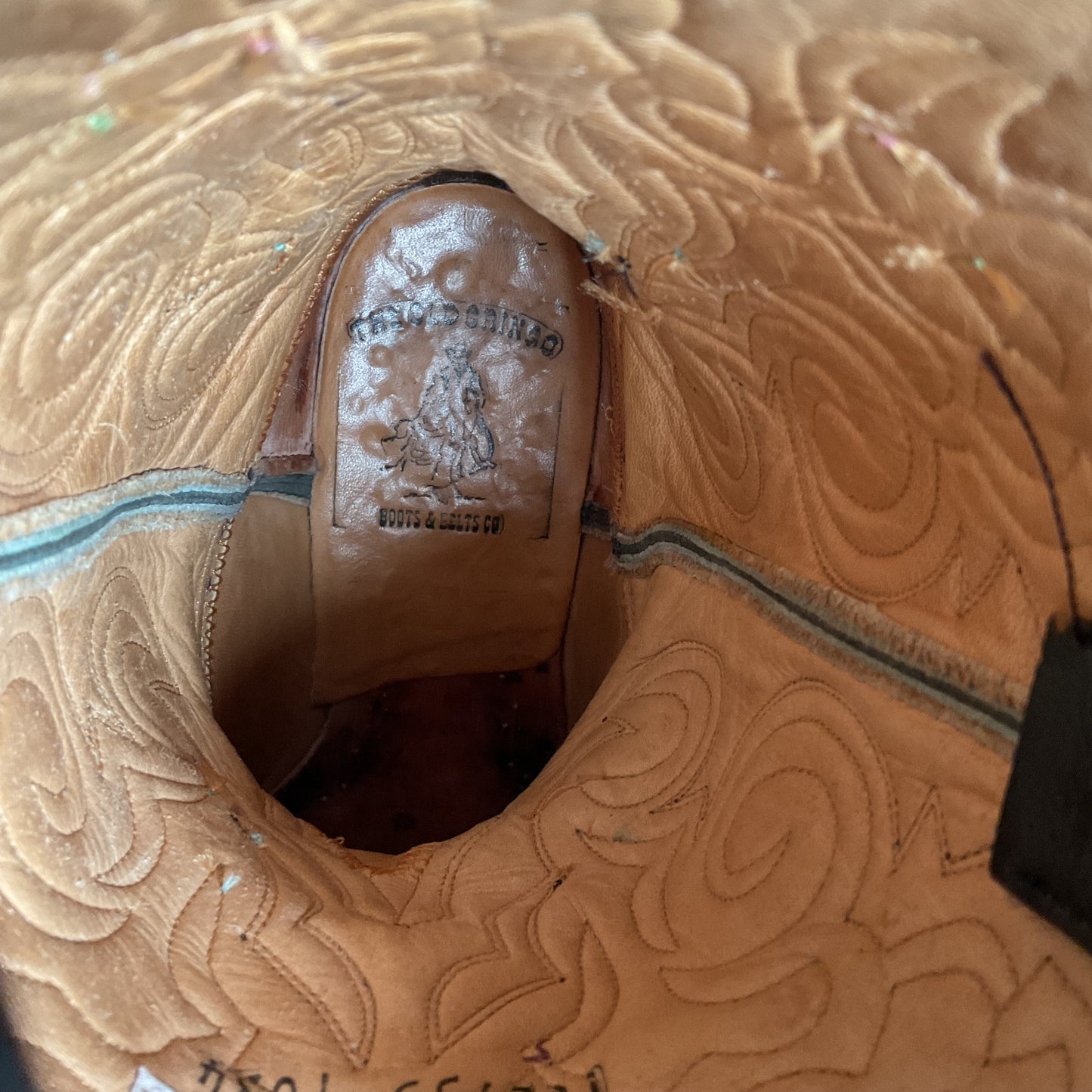 Old Gringo Turquoise Pee Wee Cowgirl Boots 7 B Tooled Flower Inlay Shorty