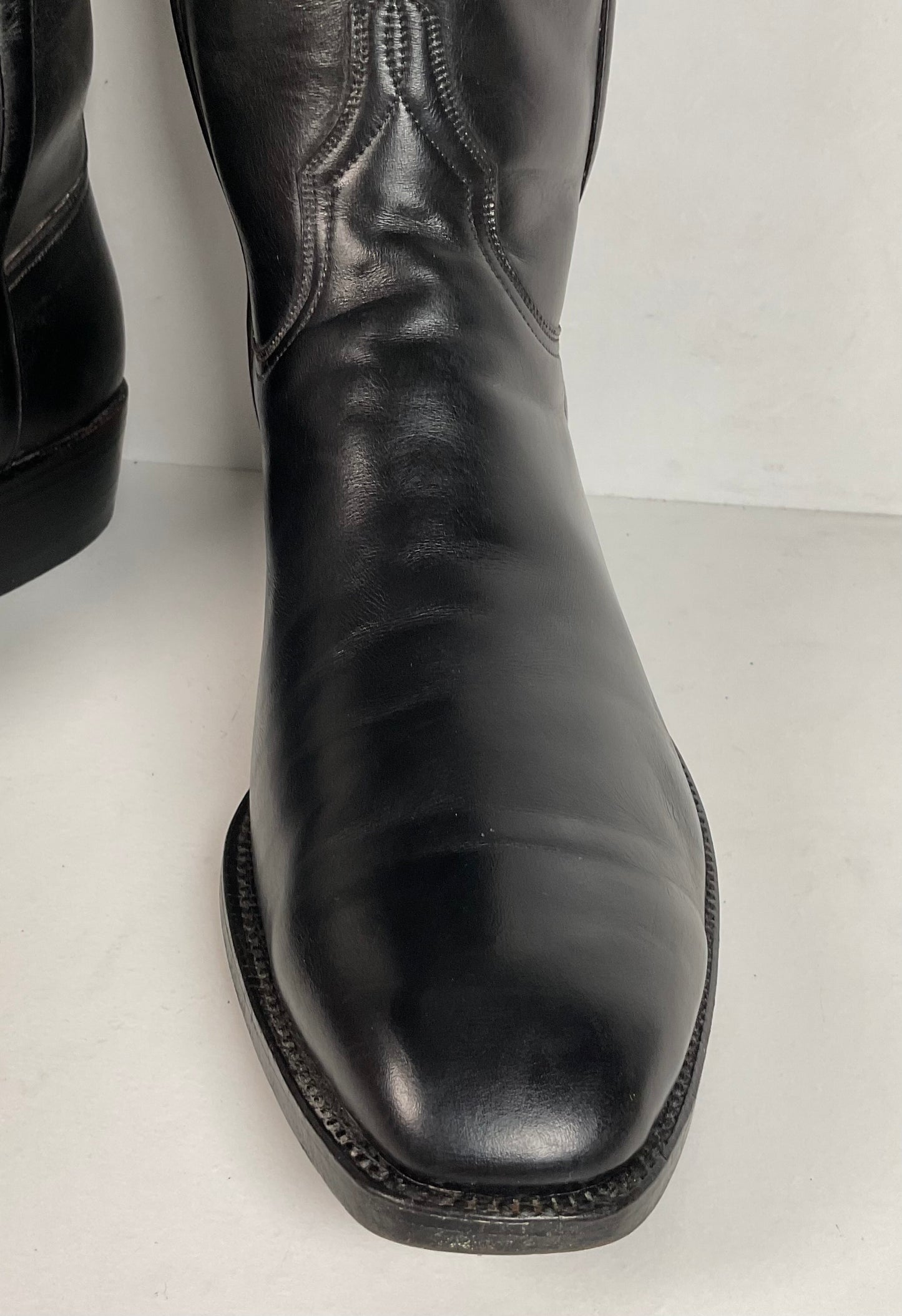 Vintage Lucchese French Toe Cowboy Boots | Black Calf | USA Made | Men’s 11 C