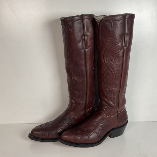 Vintage Stewart Boot Company Tall Cowgirl Boots 10 Narrow Romero Cloth Pulls