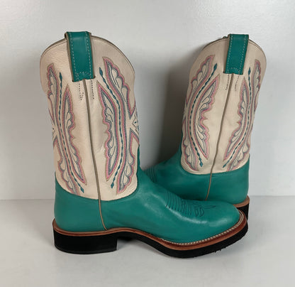 Justin Tekno Crepe Cowgirl Boots | USA Made | Turquoise | Women’s 10 B