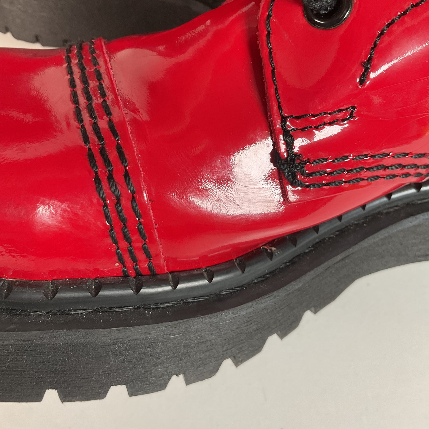 Underground England Lace Up Boots | Safety Toe | Cherry Red Patent | UK 6 | US 8